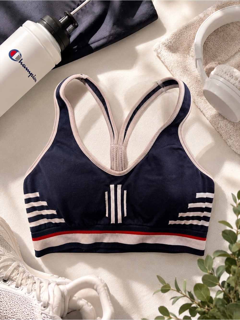 champion navy athletic sports bra | red white blue